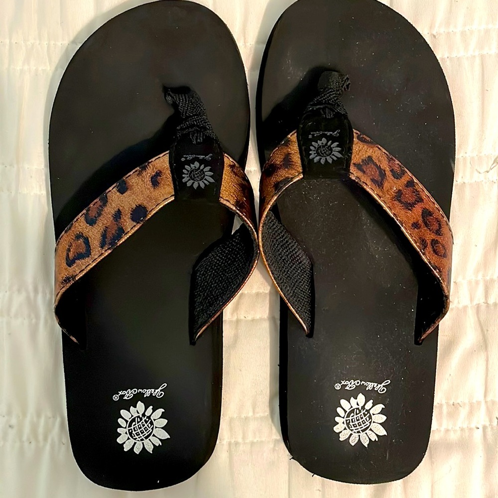 Yellow Box Animal Print Flip Flops